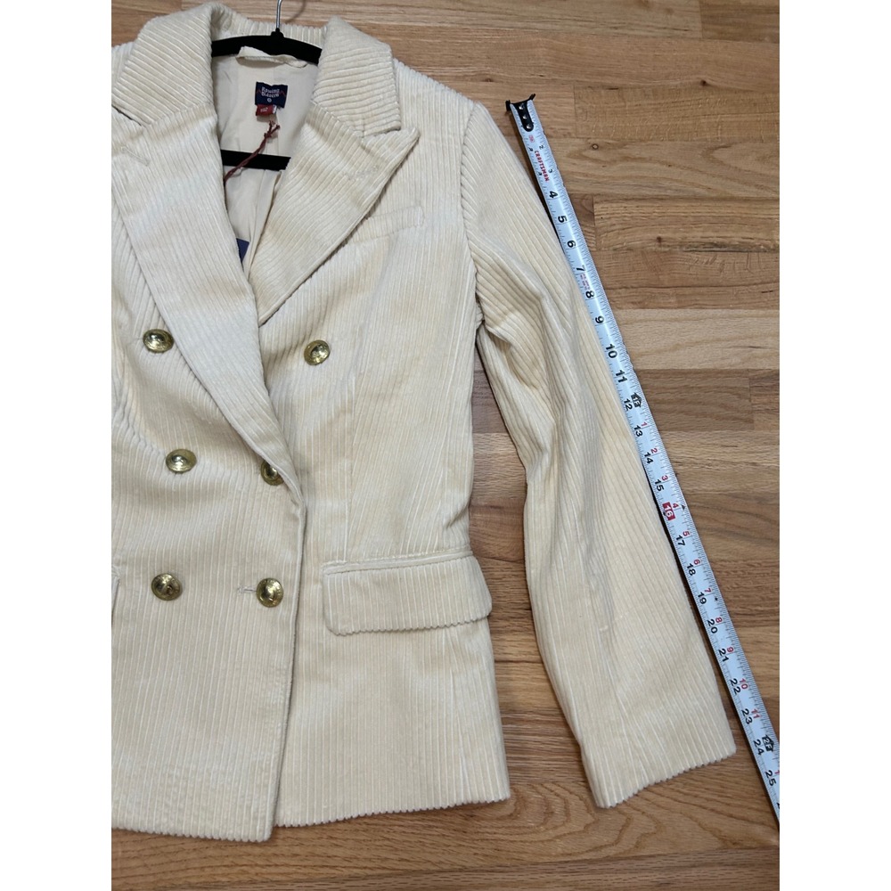 NWT Rowing Blazers Target Corduroy‎ Double Breasted Blazer Cream Gold Buttons XS - Picture 10 of 11